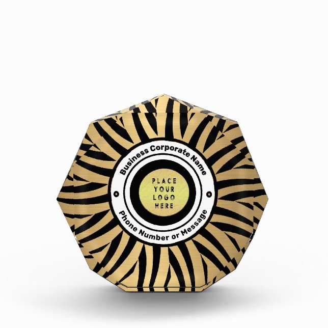 Business Company Logo Gold Black Personalise       Photo Block (Front)