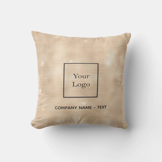 Business company logo golden elegant sparkle glam cushion (Front)