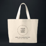 Business Company Logo Here Website Double Sided Large Tote Bag<br><div class="desc">Add Your Website Address Upload Your Own Business Company Logo Here Elegant Modern Template Natural Shopping Double Sided Large Tote Bag.</div>