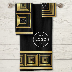 Business company logo luxury black gold Towel set