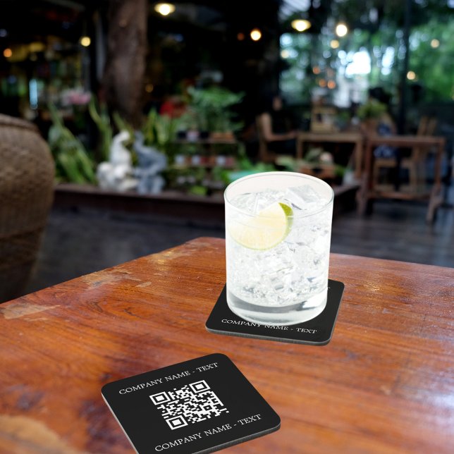 Business company logo name QR code black white Coaster (Creator Uploaded)
