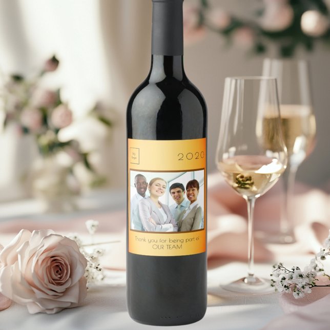 Business Company logo photo thank you gold award Wine Label (Creator Uploaded)