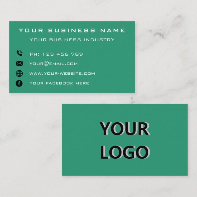 Business Company Logo Professional Personalised - Business Card (Front/Back)