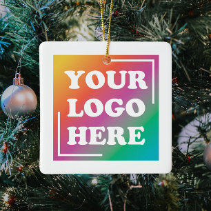 Business Company Logo Promo Christmas Ceramic Ornament