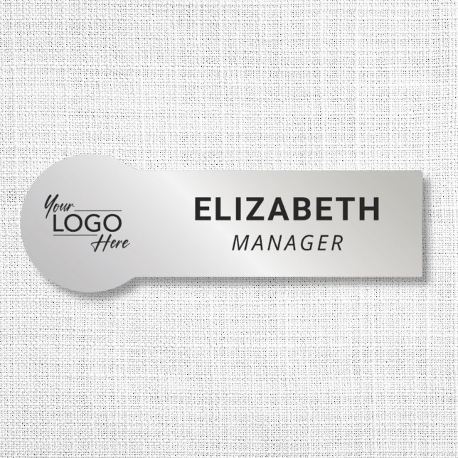 Business Company Logo Silver Name Tag (Creator Uploaded)