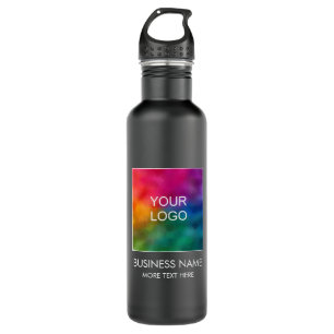 Business Company Logo Simple Custom Template Black 710 Ml Water Bottle