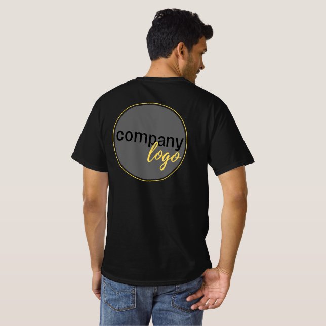 BUSINESS COMPANY LOGO SLOGAN CUSTOM EMPLOYEE BLACK T-Shirt (Back Full)