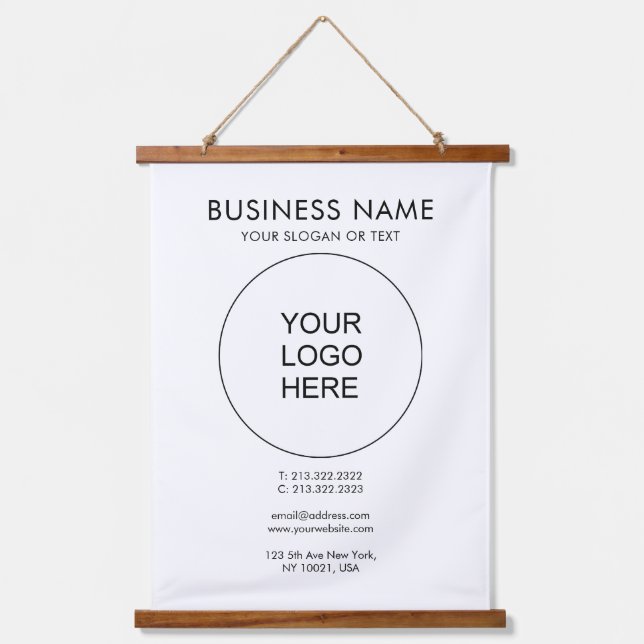 Business Company Logo Text Customisable Template Hanging Tapestry (Front)