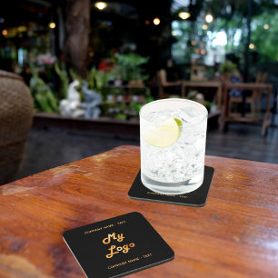 Business company logo text slogan gold black gold coaster