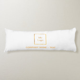 Business company logo white gold elegant body cushion