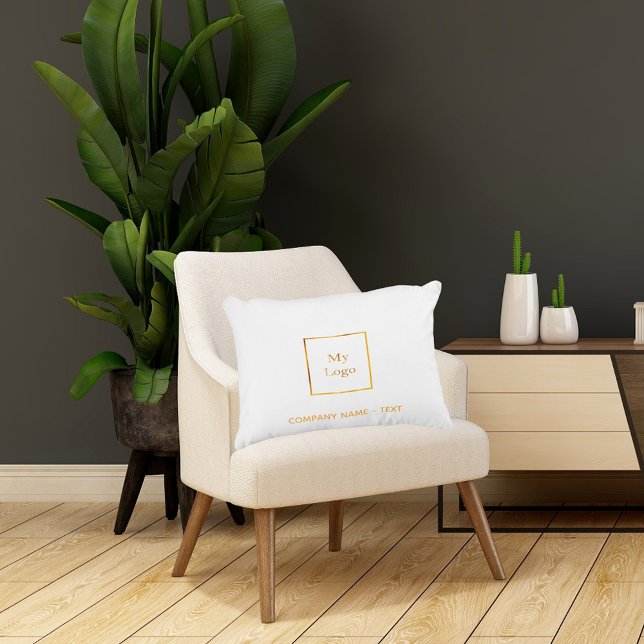 Business company logo white gold elegant decorative cushion (Creator Uploaded)