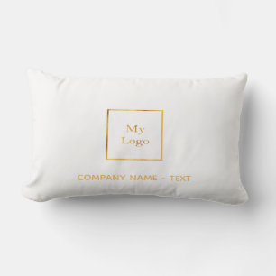 Business company logo white gold elegant lumbar cushion