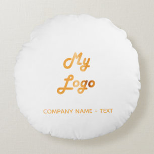 Business company logo white gold elegant round cushion