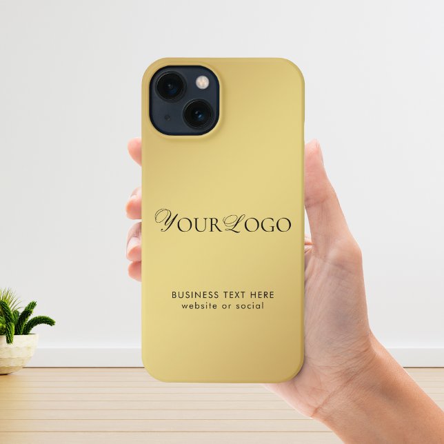 Business Company Long Thin Custom Logo Text Gold iPhone Case (Creator Uploaded)