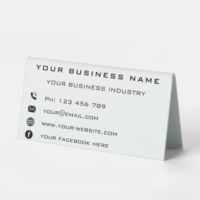 Business Company Name Info Table Tent Sign (Front)