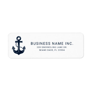 Business Company Nautical Anchor Navy Blue Return Address Label