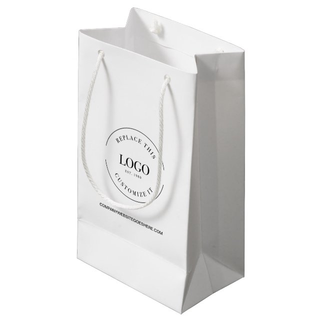 Business Company website Your Logo Custom Small Gift Bag (Front Angled)