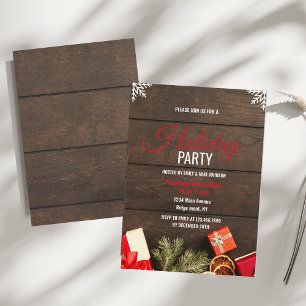Business Company Wooden Corporate holiday party Invitation