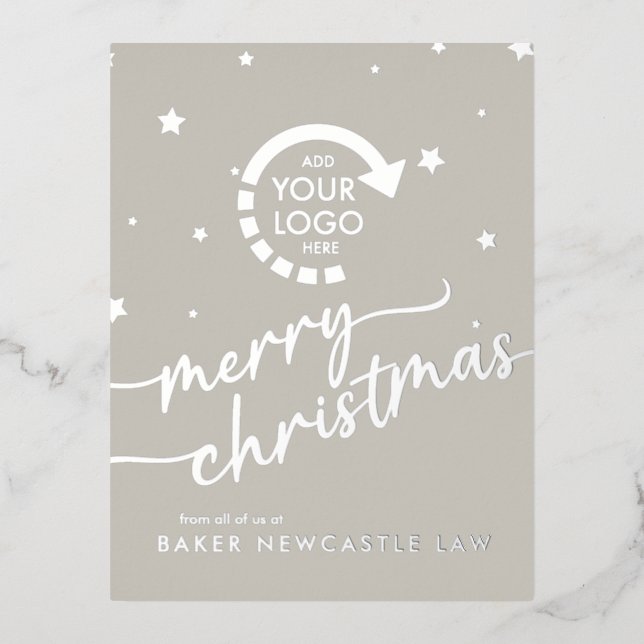Business Company YOUR LOGO Foil Holiday Post Card (Front)