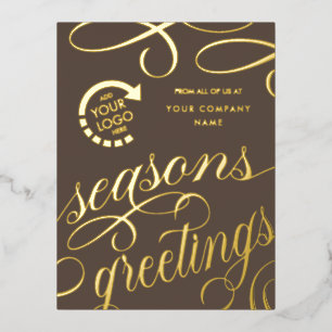 Business Company YOUR LOGO Foil Holiday Post Card