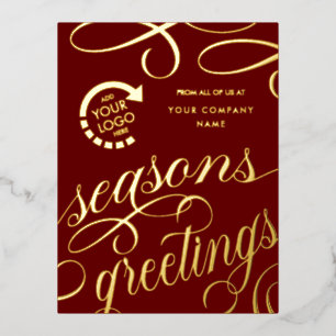 Business Company YOUR LOGO Foil Holiday Post Card