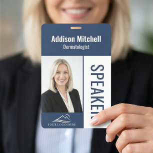 Business Conference Custom Logo Blue Photo ID Badge