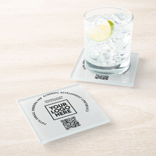 Business Conference Custom Logo QR Code  Glass Coaster