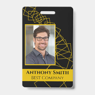 Business Conference ID Badge Black and Gold