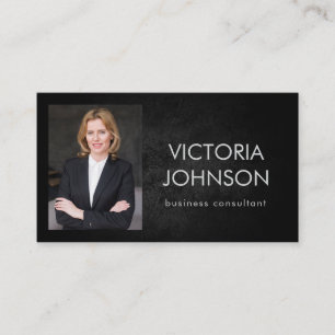 Business Consultant Custom Photo Black Stone Card