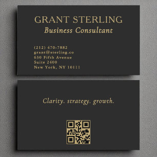 Business Consultant Minimalist Black Gold QR Code  Business Card