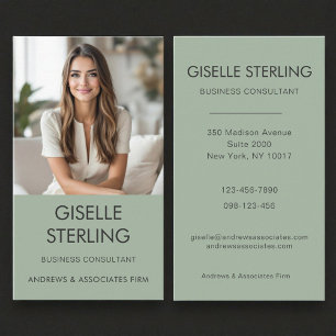 Business Consultant Sage Green Professional Photo Card