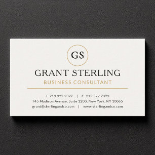 Business Consultant White Gold Luxury Business Card