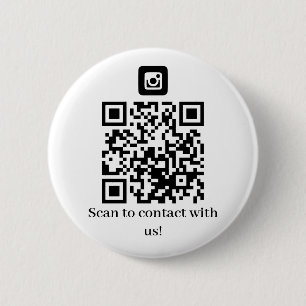 Business Contact us QR code 6 Cm Round Badge