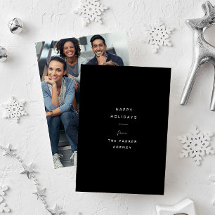 Business Corporate Black with Photo Holiday Card