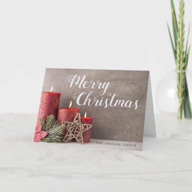Business Corporate Candles Merry Christmas Card (Front)
