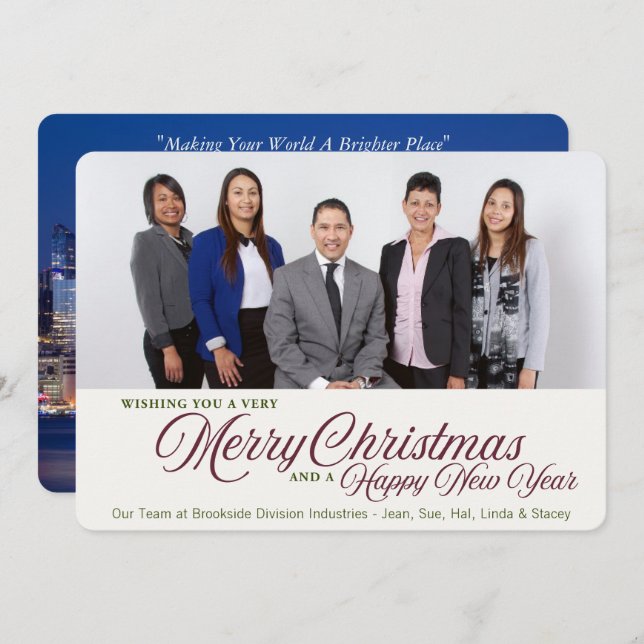 Business Corporate Christmas Holiday 2 Photo Card (Front/Back)