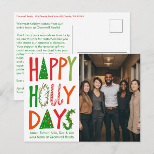 Business Corporate Christmas Holiday CUSTOM Photo  Postcard