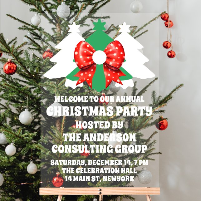 Business Corporate Christmas Holiday Party Welcome Acrylic Sign (Creator Uploaded)