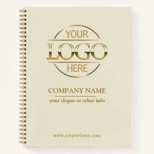 Business Corporate Company Logo Beige Promotional Notebook