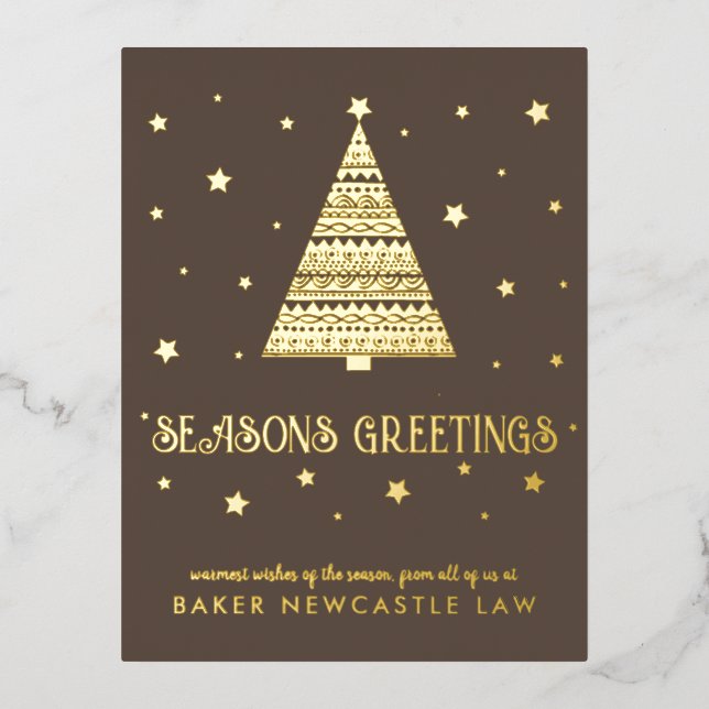 Business Corporate Company Merry Christmas Foil Holiday Postcard (Front)