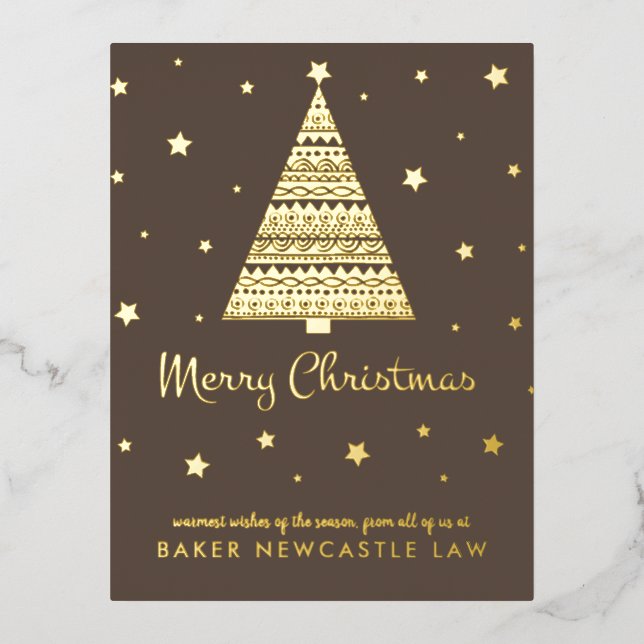 Business Corporate Company Merry Christmas Foil Holiday Postcard (Front)