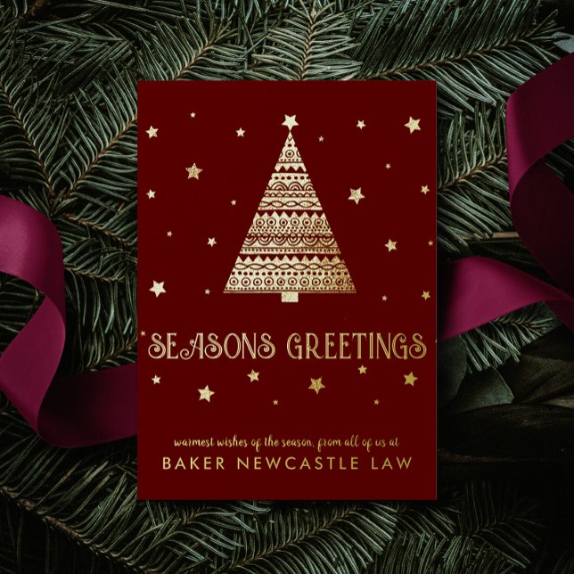 Business Corporate Company Seasons Greetings  Foil Holiday Postcard (Creator Uploaded)