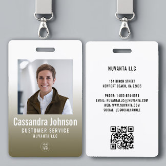 Business Corporate Gold Gradient Employee Photo ID Badge