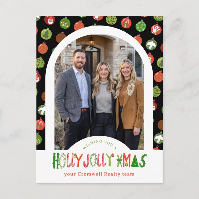 Business Corporate Holiday Ornaments CUSTOM Photo Postcard (Front)