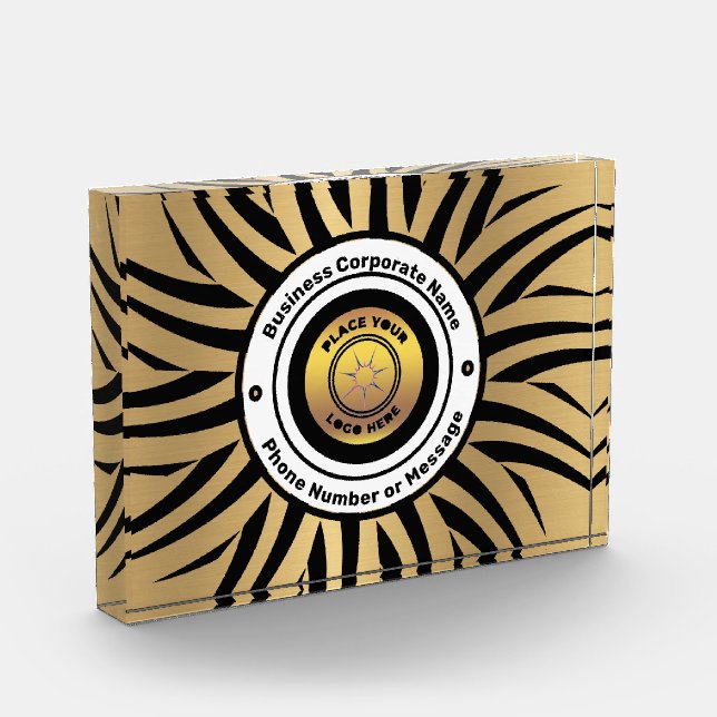 Business Corporate Logo Gold Black Personalise  Photo Block (Left)