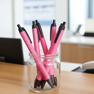 Business Corporate Logo, Name Two-Sided White Pink Black Ink Pen