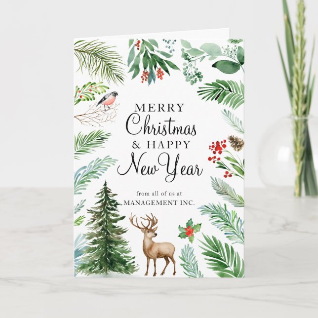 Business Corporate New Year Christmas Forest Holiday Card (Front)