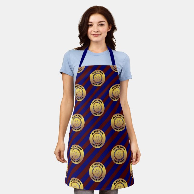 Business Corproate Gold Logo Pattern Personalise  Apron (Worn)