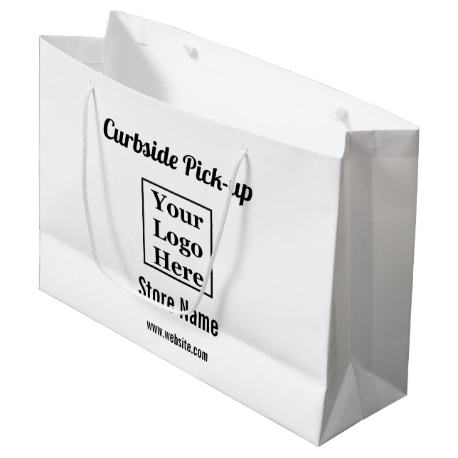 Business Curbside Pick-Up on Your Logo Here Large Gift Bag (Front Angled)