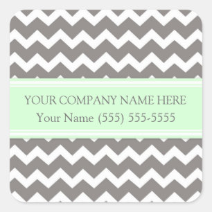 Business Custom Company Name Mint Grey Chevron Square Sticker
